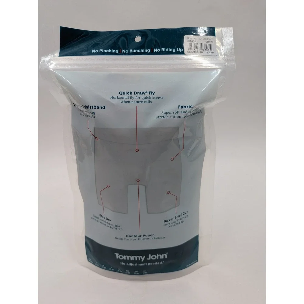 Tommy John Cotton Basics Boxer Briefs 2 Pack Grey Blue XL 9 Inseam 10011041060